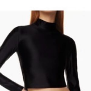 Babaton-brown rust satin cropped mock neck -Nwt